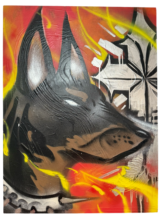 "Spraypainted Dobberman" Tagged by Guez