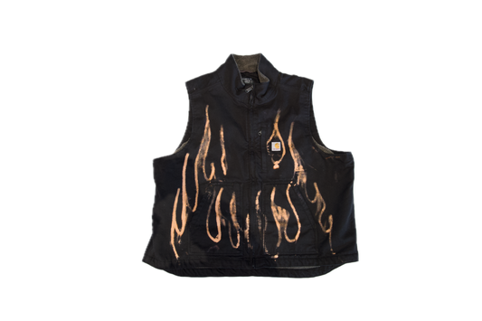 Sleeveless Rugged Outwear Vest rizzed by Guez - Flames / Triple Dawg - Adults Small