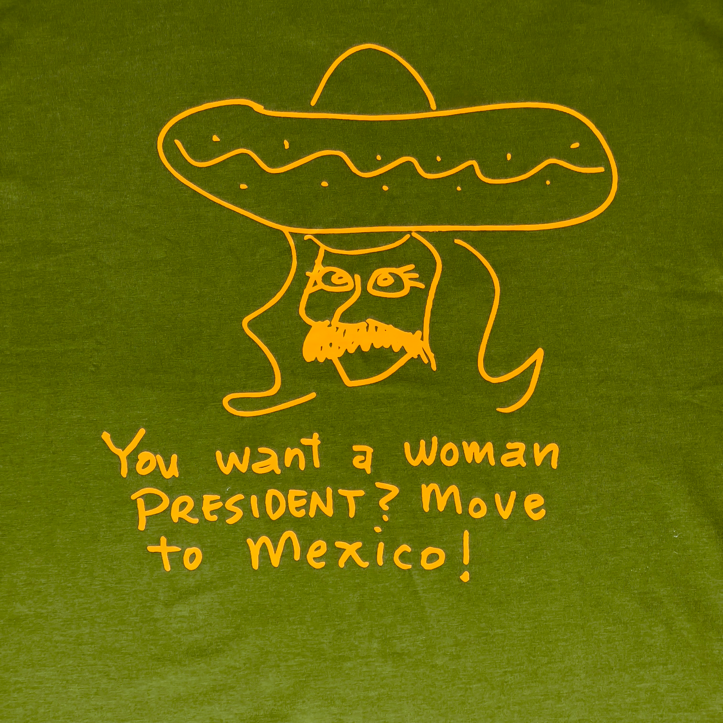 Crew Neck T-Shirt - Mexican President - Green / Orange