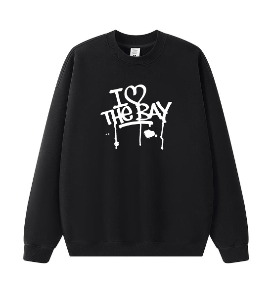 Crew Neck Pull Over - I <3 the bay & Carrousel Horse Rider - Black