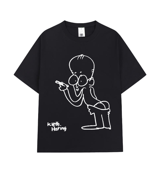 Crew Neck T-Shirt - Kieth Haring - Black