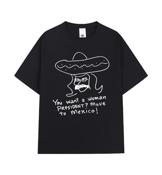 Crew Neck T-Shirt - Mexican President - Black