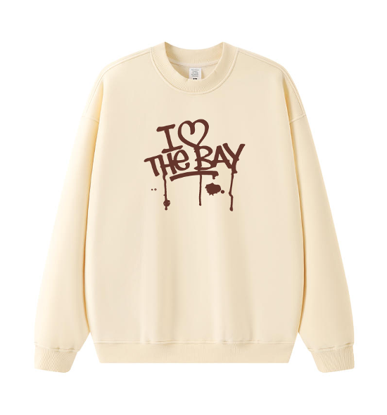 Crew Neck Pull Over - "I <3 the bay" & Carrousel Horse Rider - Beige
