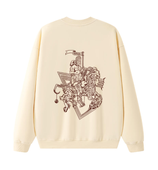 Crew Neck Pull Over - "I <3 the bay" & Carrousel Horse Rider - Beige