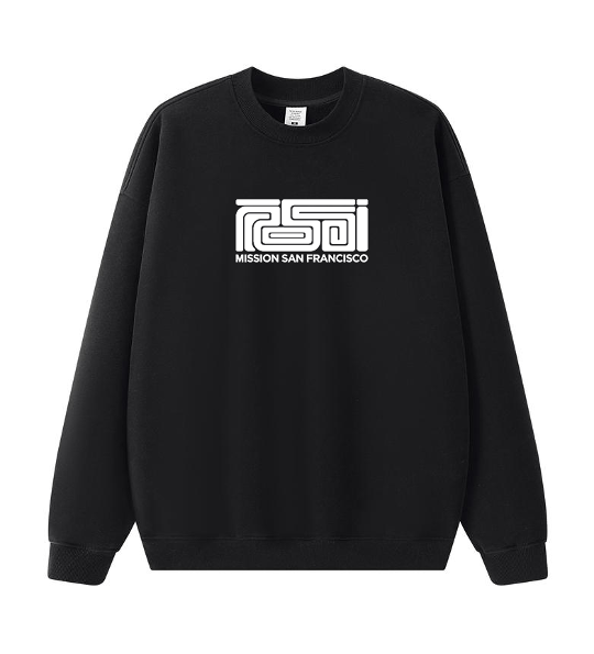Crew Neck Pull Over - ROSSI MISSION SF MUNI & TAG - Black