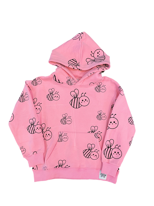 Kids Hoodie - Bees - Pink