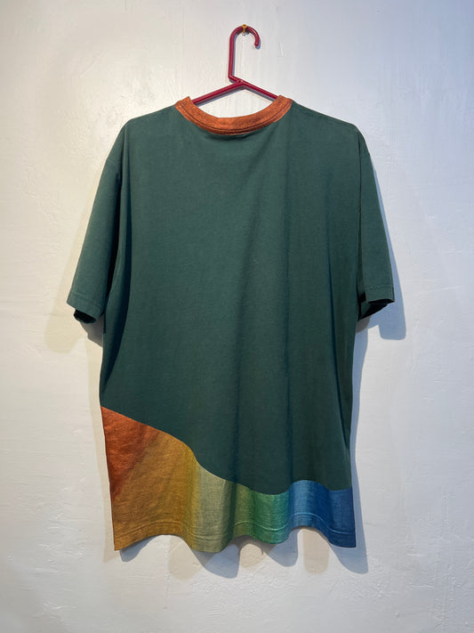 Upcycled Abstract Geometric shirt & canvas triptych set.
