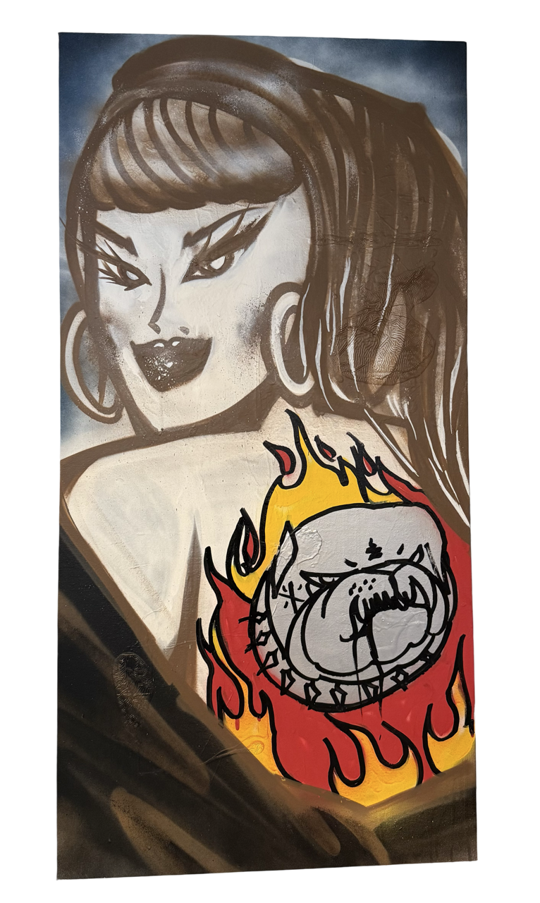 "Spraypainted Chicana with Dawg Tattoo" Tagged by Guez