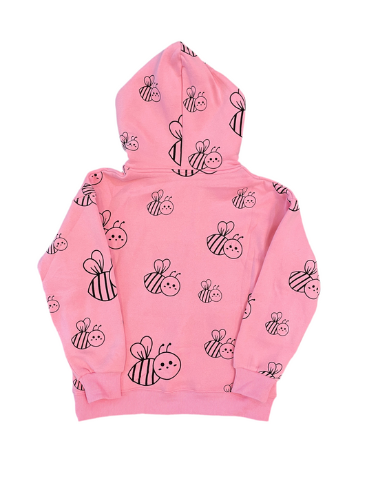Kids Hoodie - Bees - Pink