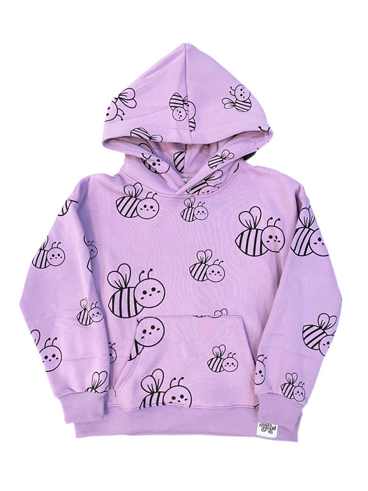 Kids Hoodie - Bees - Purple