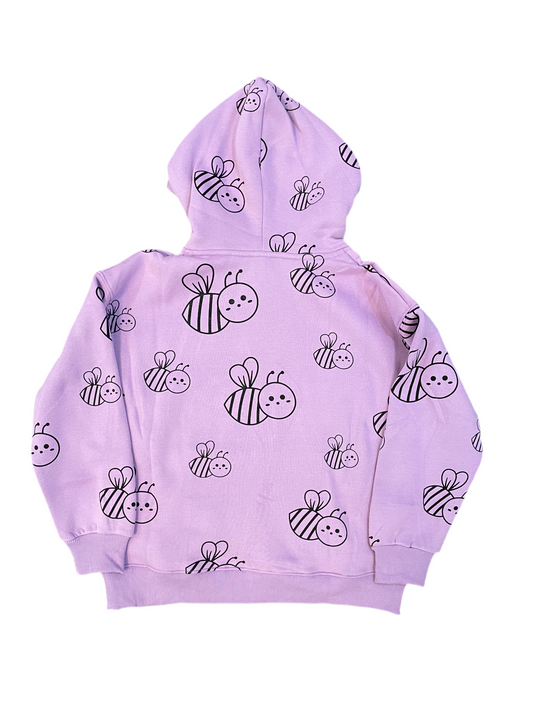 Kids Hoodie - Bees - Purple