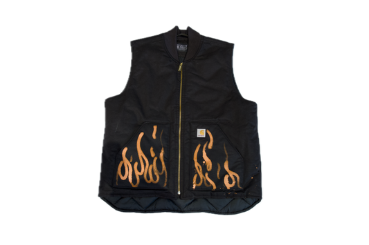 Sleeveless Rugged Outwear Vest rizzed by Guez - Flames / Rossi on Dawg - Adults Extra Large