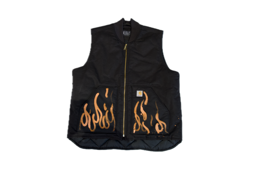 Sleeveless Rugged Outwear Vest rizzed by Guez - Flames / Dawg - Adults Extra Large