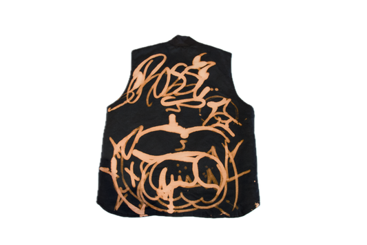 Sleeveless Rugged Outwear Vest rizzed by Guez - Flames / Rossi on Dawg - Adults Extra Large