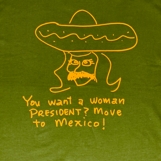 Crew Neck T-Shirt - Mexican President - Green / Orange