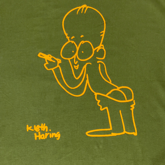 Crew Neck T-Shirt - Kieth Haring - Green / Orange