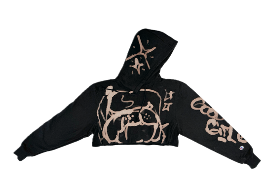 Crop top Hoodie Rizzed by Guez -Sparkle/Dog (S)