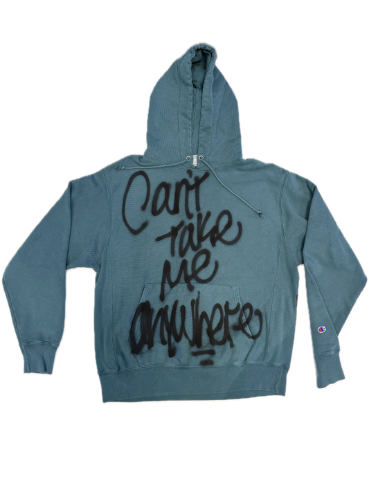 Hoodie rizzed by Guez - Can't take me anywhere - Gray - Adults Large