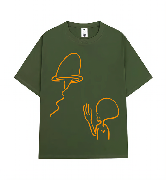 Crew Neck Tee - UFO - Green / Orange