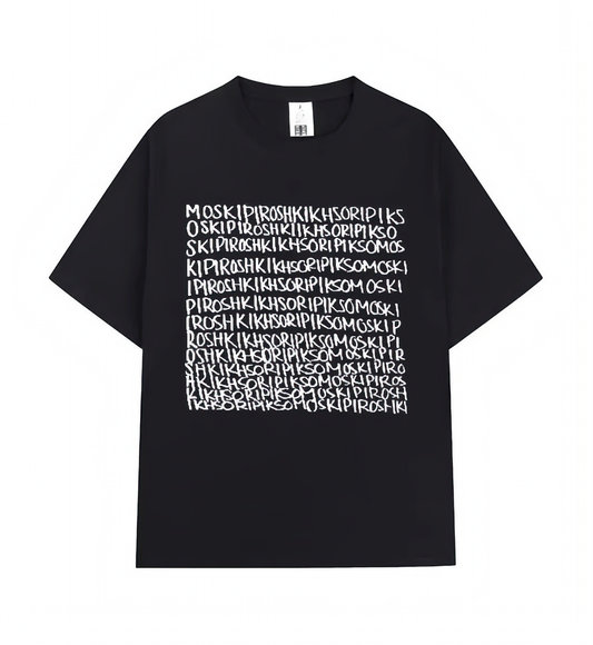 Crew Neck T-Shirt - Moski Piroshki - Black