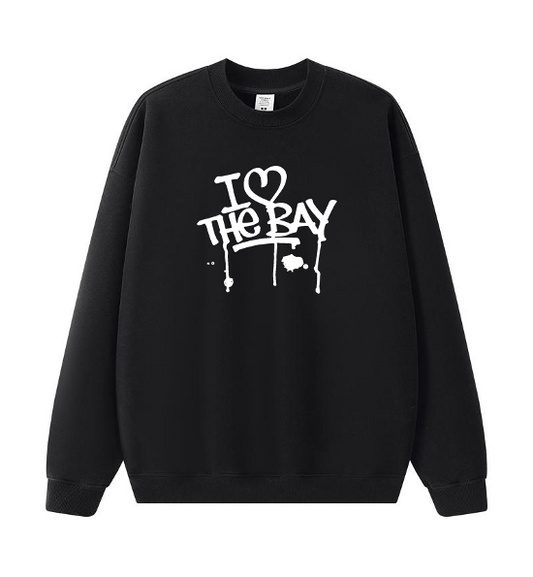 Crew Neck Pull Over - I <3 the bay & Carrousel Horse Rider - Black