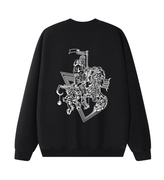 Crew Neck Pull Over - I <3 the bay & Carrousel Horse Rider - Black