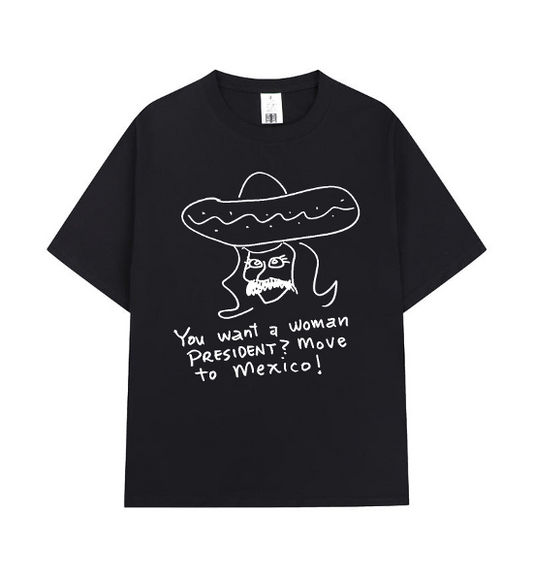 Crew Neck T-Shirt - Mexican President - Black