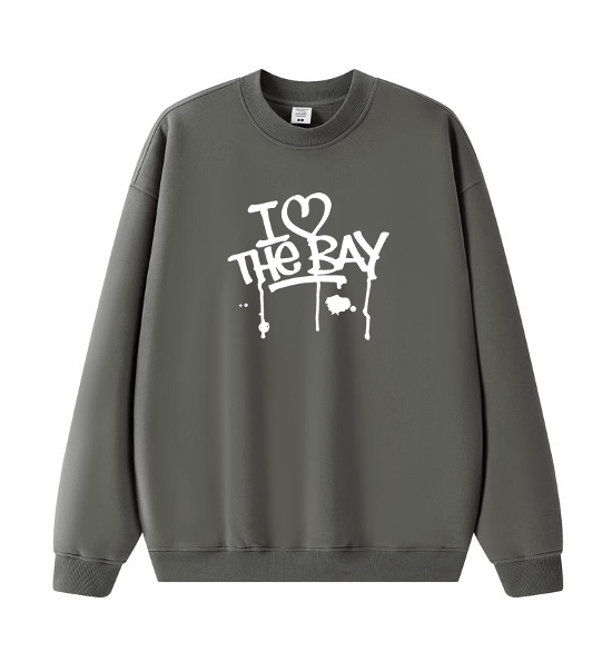 Crew Neck Pull Over - I <3 the bay & Carrousel Horse Rider - Grey