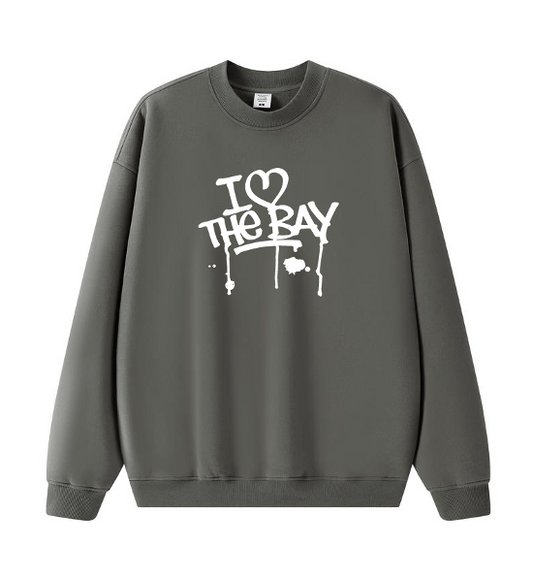 Crew Neck Pull Over - I <3 the bay & Carrousel Horse Rider - Grey