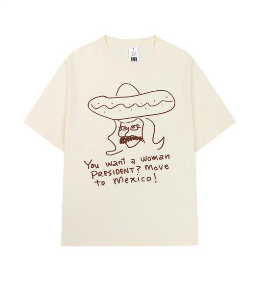 Crew Neck T-Shirt - Mexican President - Beige