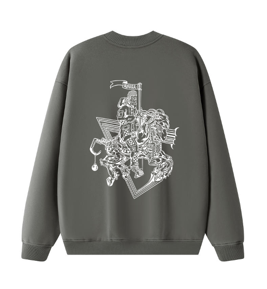 Crew Neck Pull Over - I <3 the bay & Carrousel Horse Rider - Grey