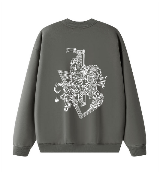 Crew Neck Pull Over - I <3 the bay & Carrousel Horse Rider - Grey