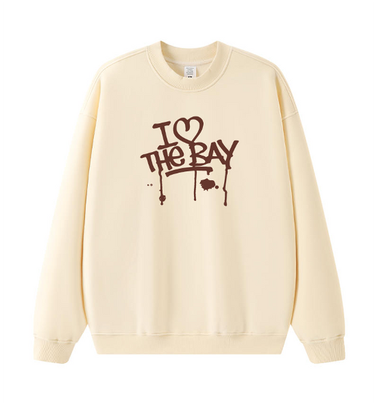Crew Neck Pull Over - "I <3 the bay" & Carrousel Horse Rider - Beige