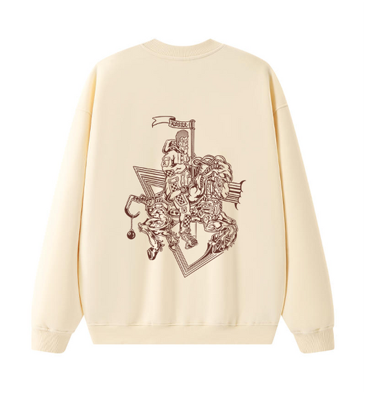 Crew Neck Pull Over - "I <3 the bay" & Carrousel Horse Rider - Beige