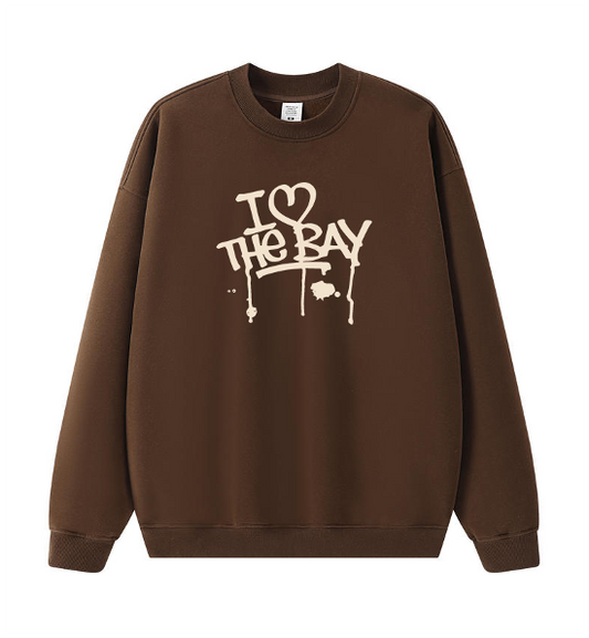 Crew Neck Pull Over - "I <3 the bay" & "Carrousel"Horse Rider - Brown