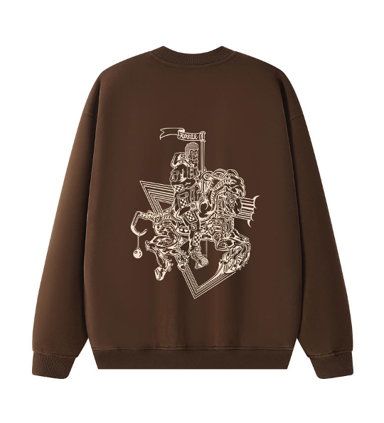 Crew Neck Pull Over - "I <3 the bay" & "Carrousel"Horse Rider - Brown
