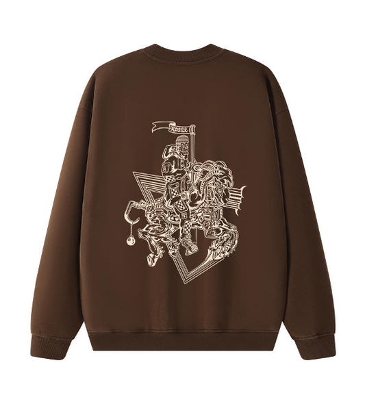 Crew Neck Pull Over - "I <3 the bay" & "Carrousel"Horse Rider - Brown